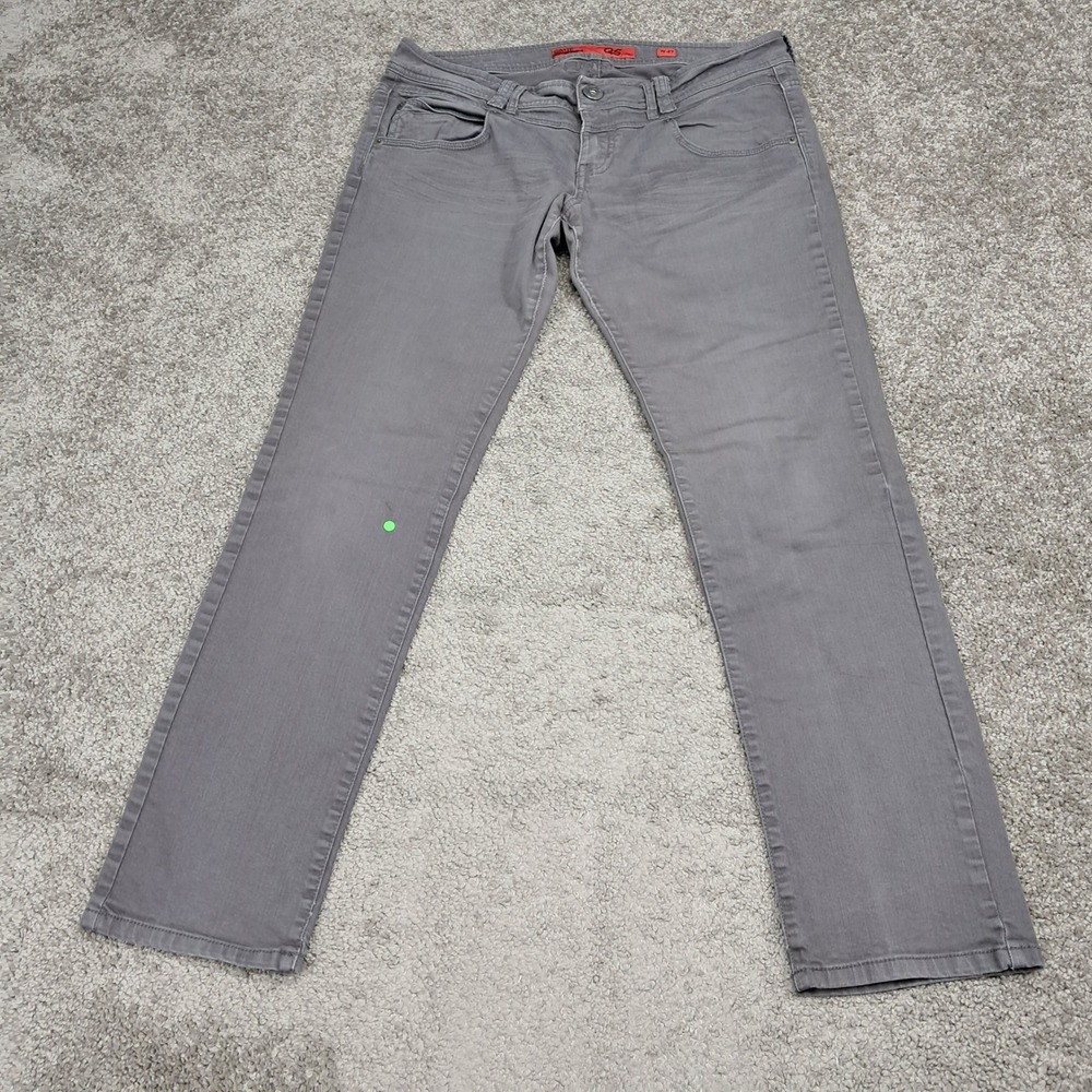QS by s.Oliver Catie Slim Low Tube Grey Jeans Womens W42 Low‎ Rise Straight Leg